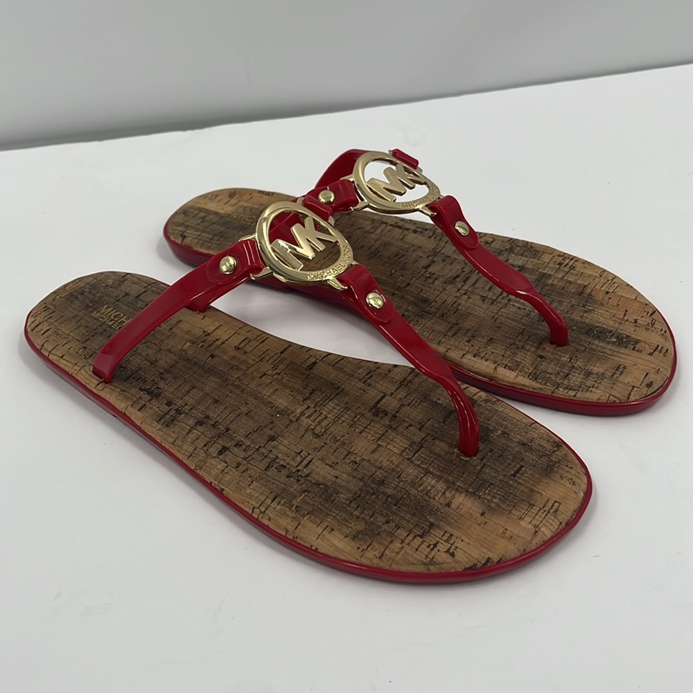 Michael Kors Red Jelly Logo Thong Sandals